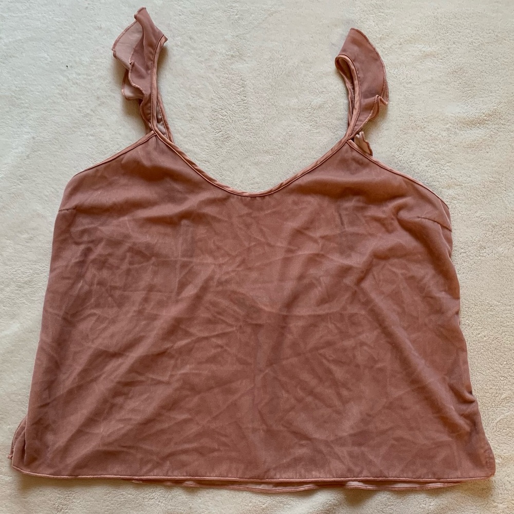 Victoria’s Secret Blush Pink Crushed Velvet Fluttery Blouse Tank Top Size M NWT